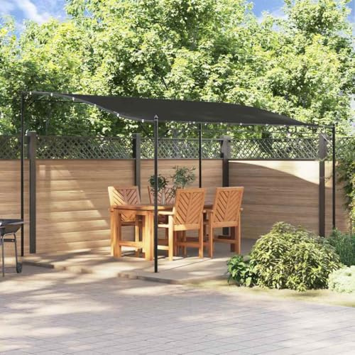 ACAGALA Freistehende Markise 4x3m, 180 g/m² Standmarkise mit 3 Mittelstangen, Faltpavillon mit Rahmen, Sonnenschutz Gartenmarkise für Garten Terrasse Kaffee, Anthrazit