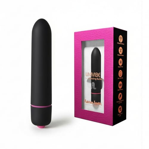 Adrien Lastic Univibe Mini Bala Vibradora - 10 Modos, IPX7, Silicona, Negra, 9cm