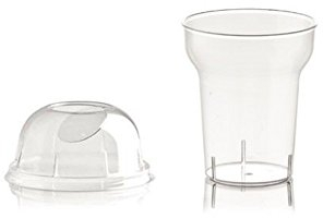 100 vasos de plástico, 250 cc, transparente + tapa, ideal para granizados, frappés, altura 9,5 cm, diámetro 8 cm