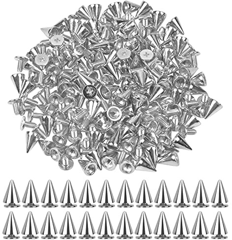 Smatime 100 st konspikar metallspikar nitar metall kula spikar skruv rygg spikar skruv dubbar läder hantverk kläder nitar för gör-det-själv läder krage bälte dekorationer, 7 x 10 mm, silver