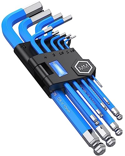VORXEON Innensechskantschlüssel Satz 9tlg 1.5-10mm Innensechskant Sechskantschlüssel Set Cr-V-Stahl & S2 Stahl mit Kugelkopf Klapphalter Farbcodierung für Reparatur von Fahrrad Auto Motorrad