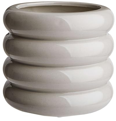 BUTLERS Pflanztopf ø 15 cm Steingut - Hoop - | Farbe Grau - Blumenübertopf für Zimmerpflanze & Kraut - Fensterbank & Beistelltisch - Matte Ästhetik