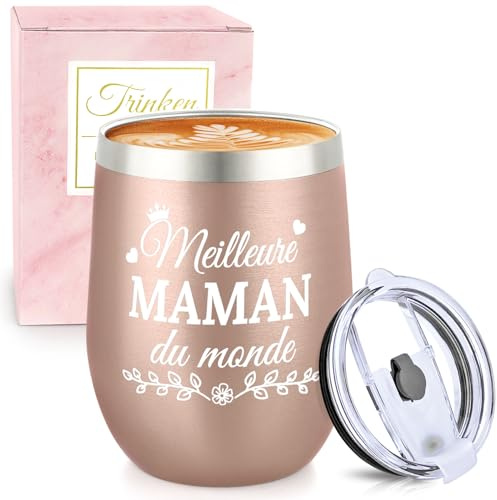 Miofula 360ml Tasse à café Isotherme,Cadeau Maman-Meilleure Maman du Monde | Cadeau Anniversaire Maman, Mug en Acier Inoxydable de Voyage pour Café Chaud et Froid, Lait Thé, Cadeau Fete des Meres Noel