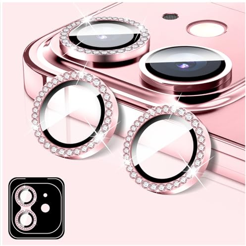 LucBuy Kameraschutz Kompatibel mit iPhone 11, Diamant Aufkleber für Kameraobjektiv Abdeckung, Displayschutzfolie aus Gehärtetem Glas, Individuelle Automatisch Ausrichtende Metallringe