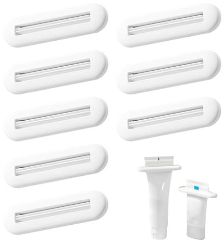 VARKAGE 8 Stück Tubenquetscher für Alle Tube, Tubenausdrücker, Zahnpasta Ausdrücker für Zahnpasta, Schuhcreme, Haarfärbemittel, Handcreme