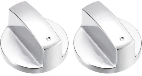QUARKZMAN 2 Stück Gasherdknopf 8mm Universal Kocher Ersatzknöpfe Silberton | Robuste Metall-Oberflächenschalter, Für Küchenkochfeld Gasherd & verschiedene Öfen