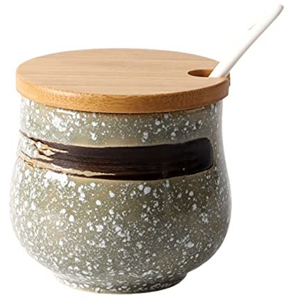 BODHIS Sucrier, boîte à assaisonnement, sucrier Japonais avec Couvercle, Pot de Rangement rétro, Petit Pot à Sucre de 200 ML (E 200 ML 7 oz)