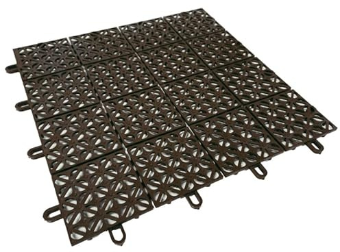 Ezooza MultiFlex – 22 Piastrelle Drenanti Flessibili per Esterni (2 m²), 30x30 cm, Plastica Riciclata, Colore: Marrone