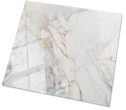 Tulup Tischplatte Quadratische 50x50 cm für Küche und Esszimmer Auswechselbare Platte Tafelglas Geschliffene Kanten Dekoration Gehärtetes Glas Modernes Design - Motiv Eleganter Marmor mit Adern