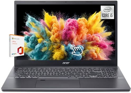 acer Aspire 5: laptop FHD Touch da 15,6 - Intel i5-13420H di 13a generazione, RAM LPDDR5 da 8 GB, SSD da 512 GB, Wi-Fi 6, con ufficio a vita, sottile e leggero, Windows 11 Home