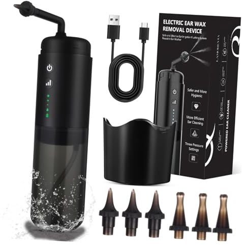 DEARMAMY Pulitore Orecchie Elettrico Kit Ugelli Di Ricambio Metodo Di Lavaggio Auricolare Sicuro Rimuove Cerume Difficile Per Pulizia Orecchie Casa e Viaggi