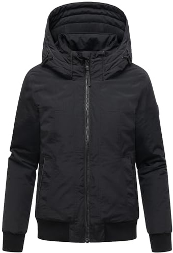 MARIKOO Damen warme Winterjacke Outdoorjacke mit Rippstrick-Details und großer Kapuze Mooni 16 XS-XXL