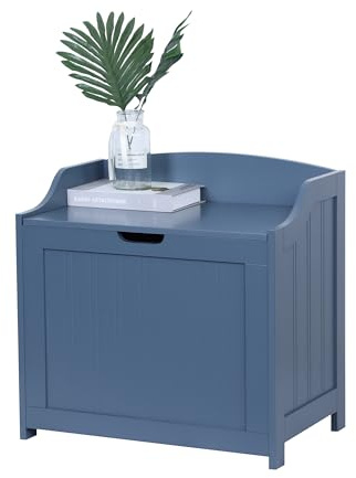 Relaxdays Almacenamiento, 80 L, Sucia, Ropa de Cama y Juguetes, baño, Cofre con Tapa, MDF, Gris, Tablero de Fibras, 53 x 56 x 36 cm