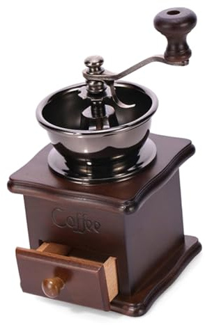 FUNNETOYU Molino de Café Manual de Madera con Muela Cerámica Ajustable para Granos Molienda Fina o Gruesa Fácil de Usar y Portátil para Café Fresco Casa