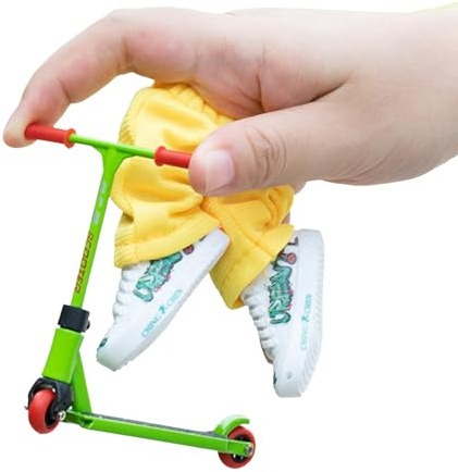 Zahoken Finger Roller Set, Metall Fingerspielzeug Finger Scooter mit Hose und Schuhen, Fingerboards Training Requisiten für Erwachsene Kinder Partytütenfüller, Kindergeburtstag Geschenke