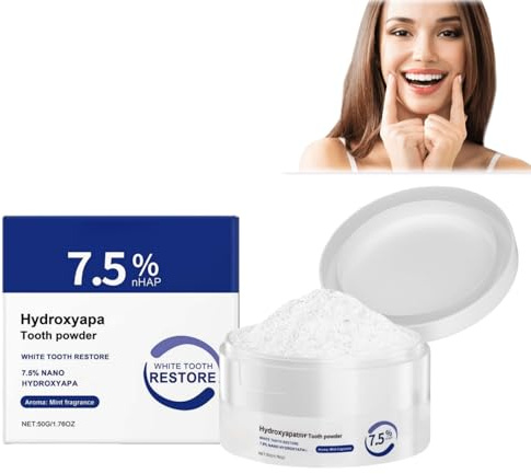 50g Hydroxyapatit Zahnpulver für Zahnschmelzschutz Frischer Atem,Zahnstärkung Zahnpasta Hydroxylapatit für Empfindliche Zähne,Teeth Whitening Zahnfleischpflege Powder für Reparatur weißer Zähne