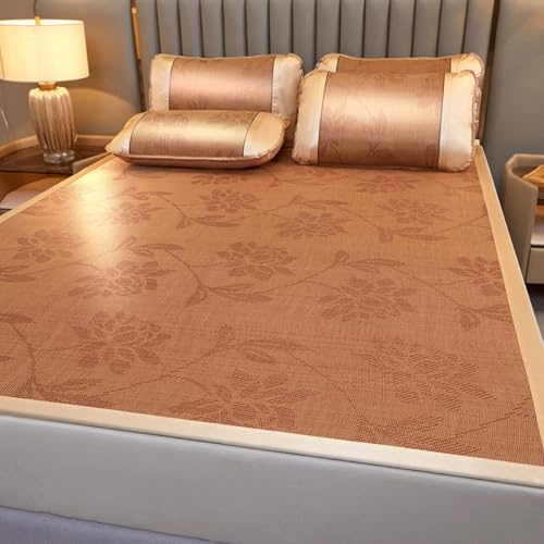 OAKVYNE Materasso Di Raffreddamento Naturale In Bambù, Estive Stuoia Bambù Rattan, Stuoie Per Dormire Estive Pieghevole E Traspirante, Tappetino In Rattan Biancheria(D,90 cm x 190 cm/35.4x74.8 in)