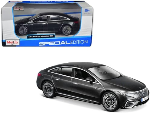 Maisto Mercedes EQS: Modellauto im Maßstab 1:24, Türen beweglich, grau (532902BL)