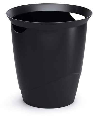 Durable Trend 1701710060 Trend Corbeille à Papier Bureau Poignées Intégrées Plastique Noir Opaque 16 Litres Hauteur 33cm