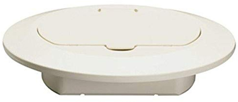 Legrand-Pass & Seymour TM1542TRLA Slater Thermoplastic Round Floor Box Cover with 15 Amp Tamper Resistant Decorator Duplex Outlet, Light Almond (1 Count)