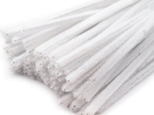 BUSDUGA Chenilledraht / Pfeifenreiniger Ø6mm 100stück XXL-Packung je 30cm länge wählbar (weiß)