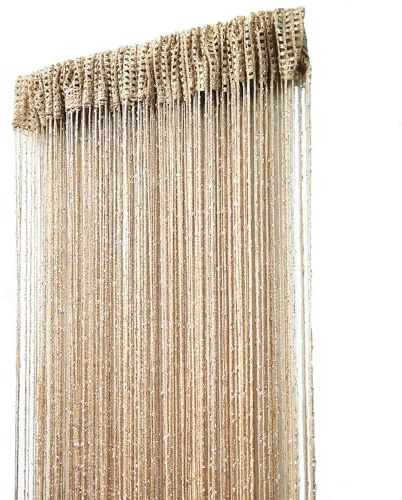 ave split Decorative Door String Curtain Wall Panel Fringe Window Room Divider Blind Divider Tassel Screen Home 100x200centimeter (Champagne18)