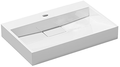 Durovin Bathrooms Luxurious Cast Stone Resin Bathroom Basin - Wall Hung Or Countertop Basin Sink One Tap Hole - Concealed Waste - 600 x 380mm (WXD)