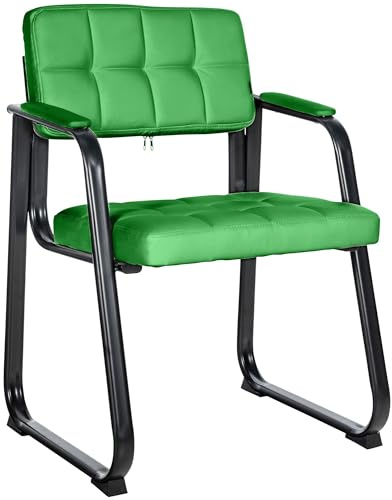 CLP Besucherstuhl gepolstert ergonomisch Canada, mit Armlehne und Stoffbezug, Metallgestell matt schwarz, bis 120 kg belastbar - Farbe grün