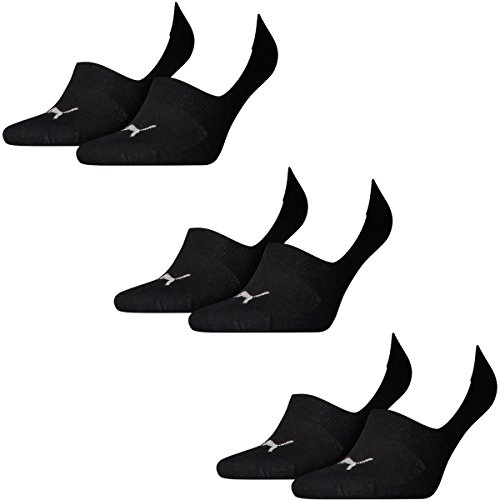 PUMA 6 Paar Socken Footie Sportsocken Invisible Gr. 35-46 Unisex, Farbe:200 - black, Socken & Strümpfe:39-42