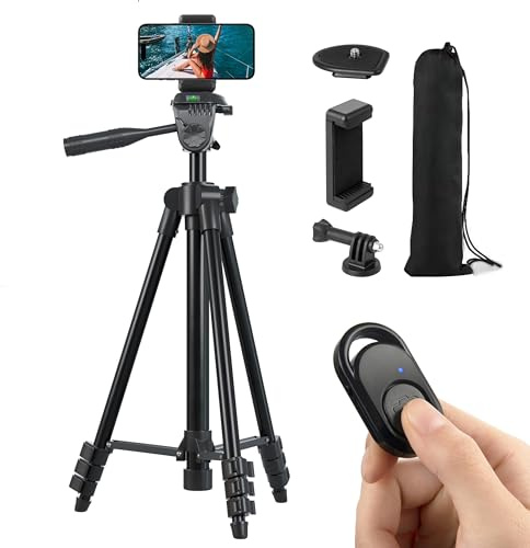 Polarduck Handy Stativ: 26 Zoll 65cm Aluminium-Leichtbau Smartphone Stativ für iPhone Samsung Huawei und Kamera mit Bluetooth-Fernbedienung | Schwarz