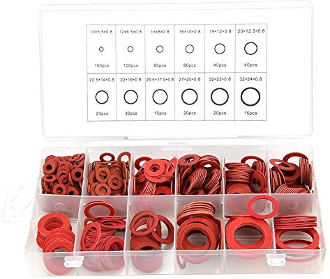 Fiber Washer Assorted Kit, Befestigungsteile Unterlegscheiben und Sicherungsringe 600 Stück 12 Größen Red Steel Paper Insulation Washer Assorted Set mit Box(600pcs)