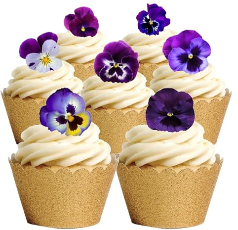30 Purple Lilac Pansy Pansies Flower Edible Wafer Paper Cake Toppers Decorations