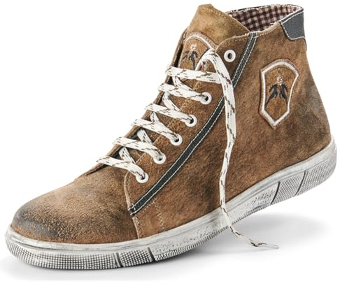 Maddox Herren Trachten Leder Schuhe Hohe Sneaker Marinus | Wood 49