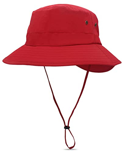 DORRISO Damen Sonnenhut Buschhüte UPF 50+ Strand Faltbar Safarihut Reisen Outdoor Hut Fischerhut Mode Neu Bergsteigen Campinghut Reisen Damen Sonnenhut Rot A
