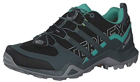 adidas Damen Terrex Swift R2 GORE-TEX Hiking Shoes, Core Black / Blue Oxide / Acid Mint, 40 2/3 EU