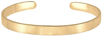 Kuzzoi Buddha Herren Silber Armreif offen, handgefertigt aus echten massiven 925 Sterling Silber mattiert, Basic Armband für Männer vergoldet, 6 mm breit, 14g schwer