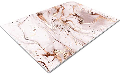 Glass Chopping Board - Non Slip - Worktop Savers | Small, Pink Gold White