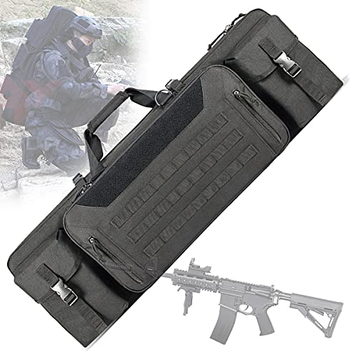 YNITJH Futteral Langwaffen Waffentasche Gewehrtasche,Gepolsterte Tasche,Tactical Gun Case Für Gewehre mit Abnehmbarem Riemen, Double Rifle Bag für Jagd,Schießen 36 in,Black