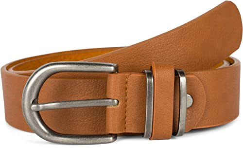 styleBREAKER Unisex Kunstleder Gürtel Metall Spange | 3,5 cm breit, stufenlos auf individuelle Länge kürzbar, halbrunde Nickelfreie Einfachdornschließe, glatt.