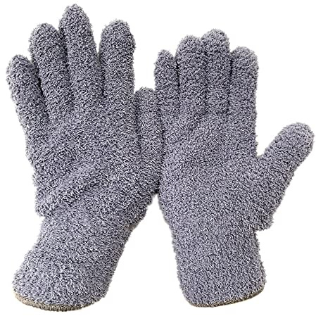 Dusting Glove Cleaning Cloth Gloves Microfiber Making Duster Easy For House Cleaning Trucks Cars Lamps Window, Grey