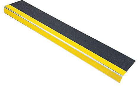 AnTina TAPES® Treppenkantenprofil Thin Line 10x60cm, schwarz+gelb | selbstklebend oder schraubbar, Antirutsch, Alu-Träger mit Antirutschbeschichtung· zertifizierte Rutschhemmung, robust