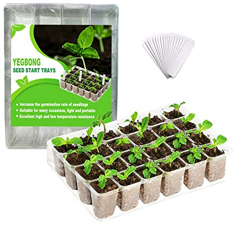 5pcs Bandejas De Germinación,Plantas Bandeja De Plántulas,germinación Cultivo Semillas Multipropósito Kit,con 24 Etiquetas,Invernaderos Y Equipos De Germinación,Bandejas De Germinación En Jardín