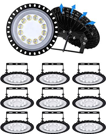 Bellanny 10 PacK 50W Hallenstrahler Hallenleuchte, 6500K 5000LM UFO Industrielampe Werkstattlampe, LED Werkstatt Deckenleuchte Strahler Innen, LED High Bay Licht Scheinwerfer für Fabriken Läger Garage