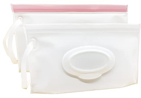 ULVBABI 2 Stück tragbarer Feuchttücher-Beutelspender, wiederverwendbare Baby-Windelentsorgungsbeutel, nachfüllbar, persönlicher Reise-Clutch-Spenderhalter (milchweiß)