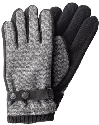 camel active Herren Handschuhe mit Lederriemen in Wolloptik Grau, menswear-XL