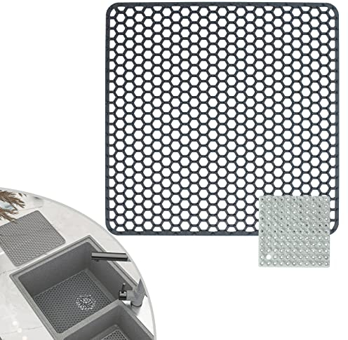 Große Spülbeckenmatte 30.5 * 30.5cm,Silikon Spülbeckeneinlage, Zusammenklappbar Rutschfeste Spülbeckenmatte Spülbeckenmatte mit Reinigungsbürste