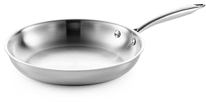 SEIDO Stainless Steel Frying Pan Induction Uncoated Non-Toxic Triply Cookware 24cm PFOA PFAS Free Dishwasher & Oven Safe 260°C, New ThermoCore 5ply Base, Saute Fry Pan 5Y Warranty 18/10