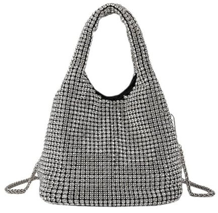MOISTRI Strass Geldbörse funkelnde Beuteltasche Diamant Geldbörsen für Frauen Abend Abschlussball Strass Handtasche Hobo Tasche Hochzeit Silber