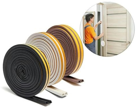 10 Meter Dichtungsstreifen, selbstklebend, Typ E/D/P/I, für Türen, Fenster, Dichtung, schalldichter Gummischaum-Dichtungsstreifen, abgedichteter Kollisionsstreifen, schwarz, D, 10 Meter