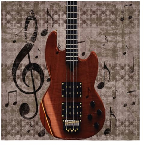 Personalisierte Stoffservietten mit Musikgitarre, 50,8 x 50,8 cm, Dekoration, Tischservietten, 6 Stück, waschbar, Polyester, Dinnerservietten, langlebig, quadratisch, Stoffserviette für Zuhause,